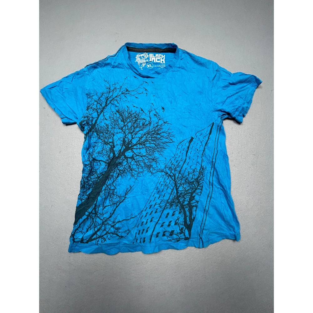 Black Jack T-Shirt 100% Cotton Blue Graphic Tree XL Mens